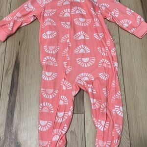 Carter's Pink and White Footies One Piece with Butterfly Print